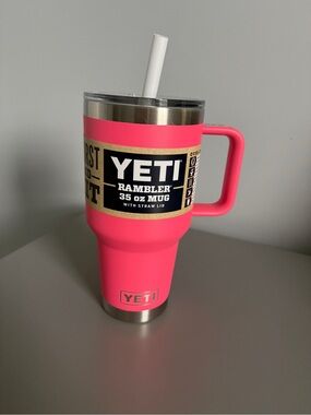 YETI Rambler Pink Tumbler with Straw Cup Guides NWT